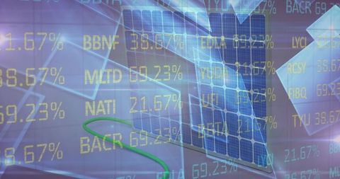 Solar Panel with Digital Financial Data Overlay - Download Free Stock Images Pikwizard.com