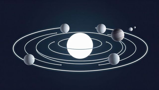 Futuristic Solar System with Glowing Orbits and Planets