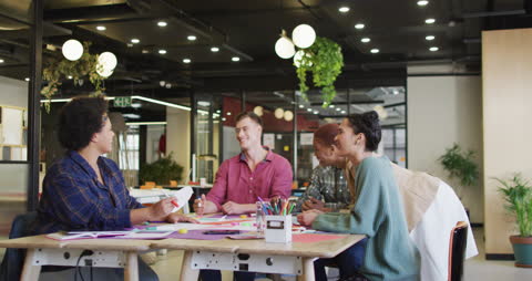 Diverse Team Engaging in Creative Office Meeting