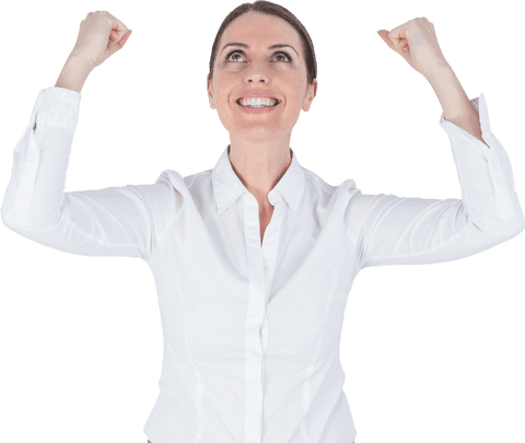 Triumphant Businesswoman Celebrating Success Transparent PNG