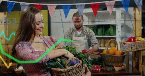 Woman Shopping Fresh Produce at Farmers Market Display