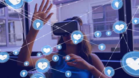 Businesswoman Interacting with Virtual Reality Interface