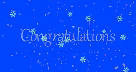 Congratulations Celebration Blue Background Snowflakes Confetti