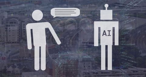 Ai and human interaction concept with chatbox