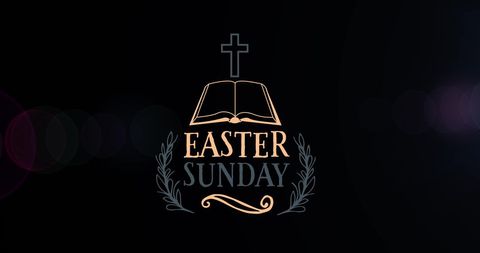 Easter sunday religious illustration with cross and bible