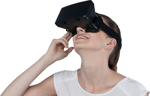 Smiling Woman Experiencing Virtual Reality in Transparent Background - Download Free Stock Videos Pikwizard.com
