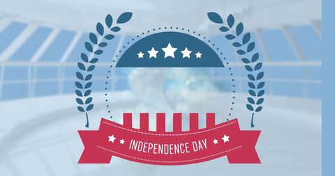 Independence Day Decorative Emblem with Stars