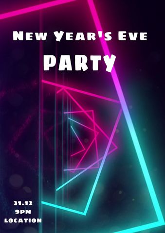 Vibrant Neon New Year's Eve Party Invitation Design - Download Free Stock Templates Pikwizard.com