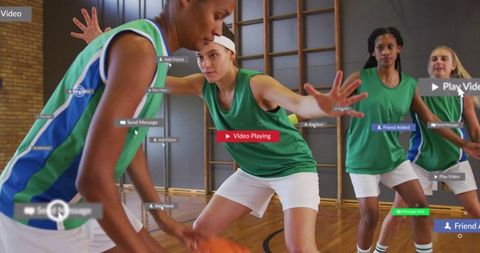 Exciting Digital Interactive Women's Basketball Game Moment