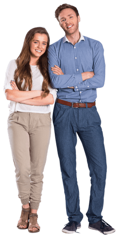 Transparent Background Young Couple Smiling With Arms Crossed