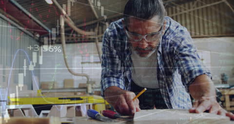 Woodworker Analyzing with Innovative Data Overlay