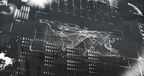 Digital Global Map with Data Projection for International Computing - Download Free Stock Images Pikwizard.com