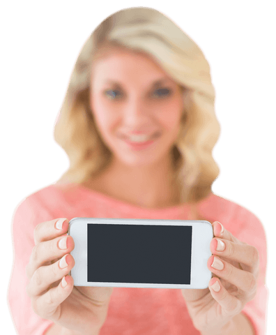 Smiling Woman Holding Smartphone on Transparent Background - Download Free Stock Videos Pikwizard.com