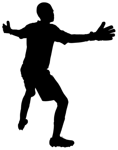 Silhouette of male goalkeeper on transparent background