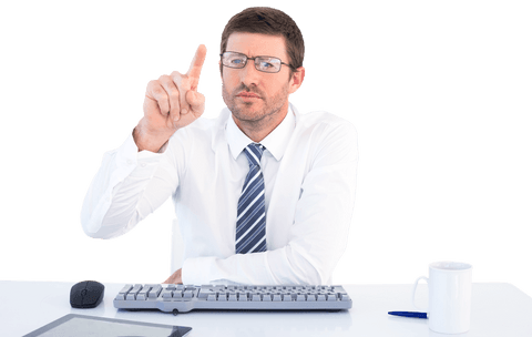 Focused Businessman Working with Futuristic Transparent Interface - Download Free Stock Videos Pikwizard.com