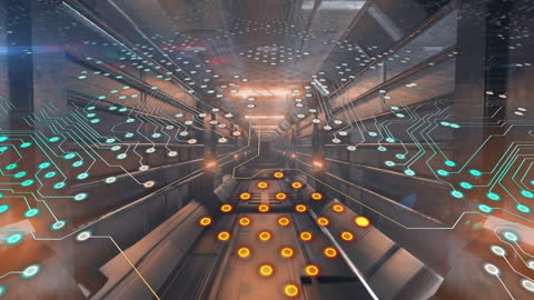 Futuristic Data Processing Circuit Board Animation