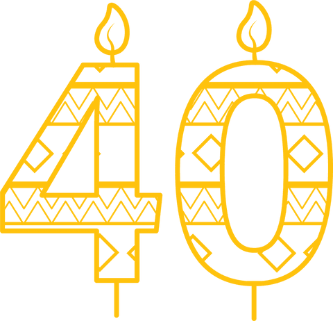 Yellow 40th Birthday Candle Illustration with Pattern on Transparent Background - Download Free Stock Videos Pikwizard.com