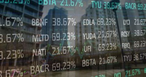 Global Finance Dashboard Overlay on City Skyline