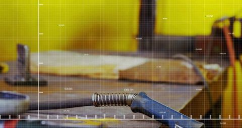 Precision workshop with soldering iron on bench