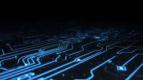 Exploring Futuristic Neon Glowing Circuit Board Pathways