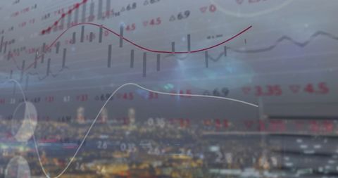 Stock Market Analysis Overlaying Cityscape: Global Business Theme - Download Free Stock Images Pikwizard.com