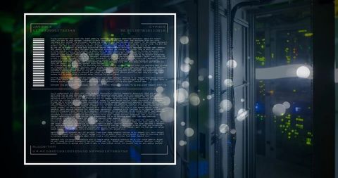 Data Processing Overlaid on Server Room with Digital Graphics - Download Free Stock Images Pikwizard.com