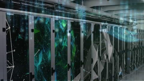 Futuristic Data Center with Abstract Digital Connections Visualization