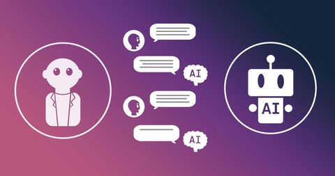 Digital AI Communication Illustration with Icons - Download Free Stock Images Pikwizard.com