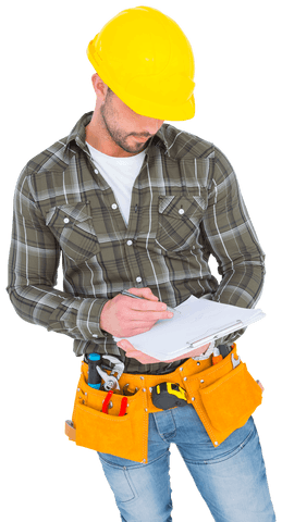 construction worker taking notes on transparent background - Download Free Stock Videos Pikwizard.com