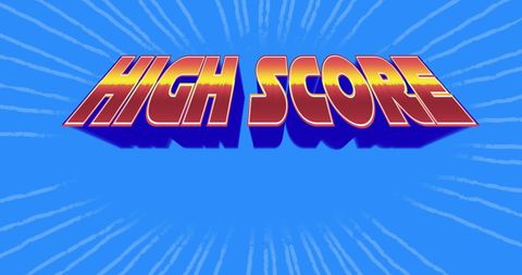 Vibrant High Score Text with Dynamic Blue Background