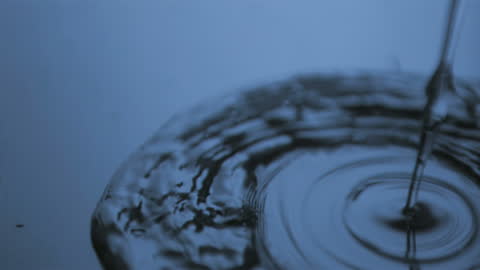 Slow Motion Blue Water Flow Creating Ripples