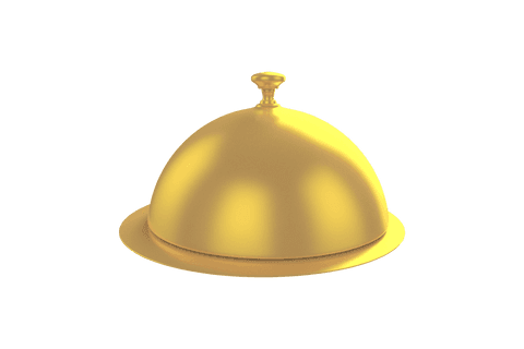Golden cloche on transparent background for cooking concepts