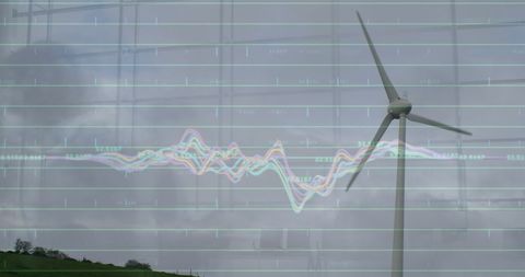 Wind Turbine with Financial Data Overlay Concept Environment and Sustainability