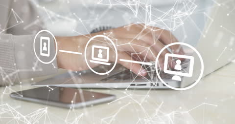 Person Connecting via Digital Network on Laptop