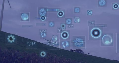 Digital Data Processing Over Wind Turbine Landscape