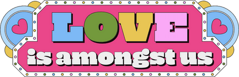 Colorful decorative sign with transparent festive message