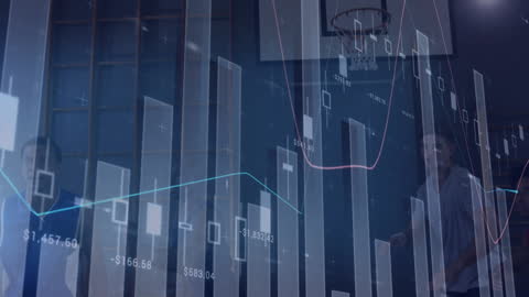 Basketball and Data Visualization in Digital Finance Concept