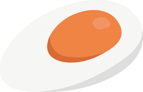 Minimalist transparent fried egg illustration with orange yolk