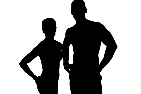 Silhouette Couple Posing on Transparent Background