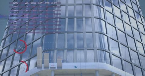 Digital Data Charts Over Urban Glass Facade - Download Free Stock Images Pikwizard.com