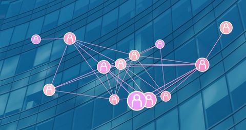 Global networking concept with digital connections on modern building