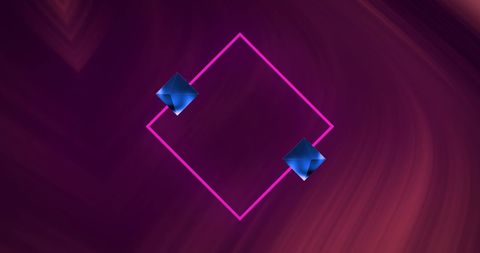 Futuristic Geometric Shapes with Neon Lighting on Abstract Background