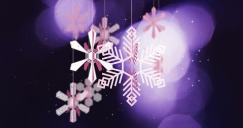 Delicate Pink Snowflakes on Enchanting Purple Background - Download Free Stock Images Pikwizard.com