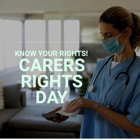 carers rights day message with health worker - Download Free Stock Templates Pikwizard.com