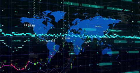 Financial Data Processing Over Global Map - Download Free Stock Images Pikwizard.com