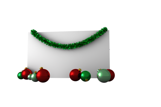 Transparent Christmas Poster with Decorations and Green Garland - Download Free Stock Videos Pikwizard.com