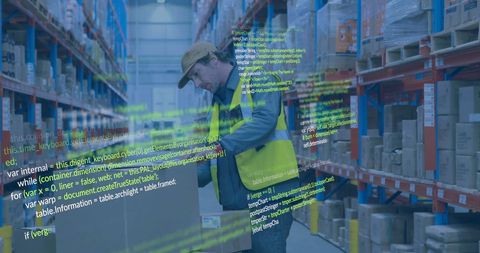 Warehouse Worker Using Digital Data Interface Technology - Download Free Stock Images Pikwizard.com