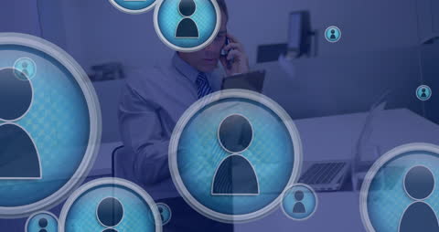 Businessman Using Tablet for Network Communication