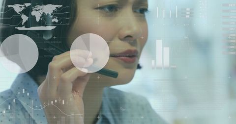 Businessman Analyzing Data with Futuristic Technology