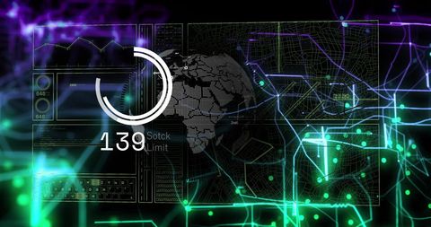 Futuristic Global Network and Data Processing Interface - Download Free Stock Images Pikwizard.com